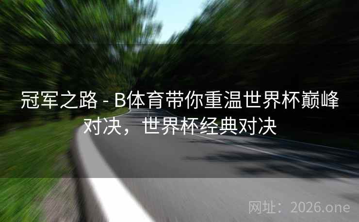 冠军之路 - B体育带你重温世界杯巅峰对决，世界杯经典对决