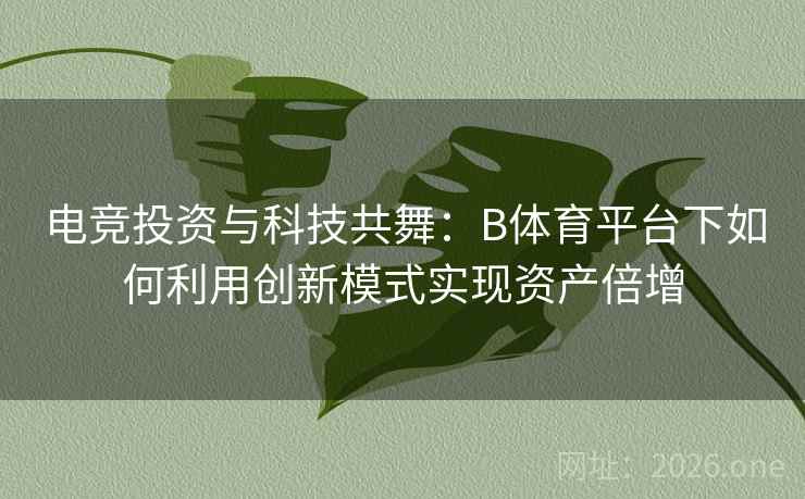 电竞投资与科技共舞：B体育平台下如何利用创新模式实现资产倍增